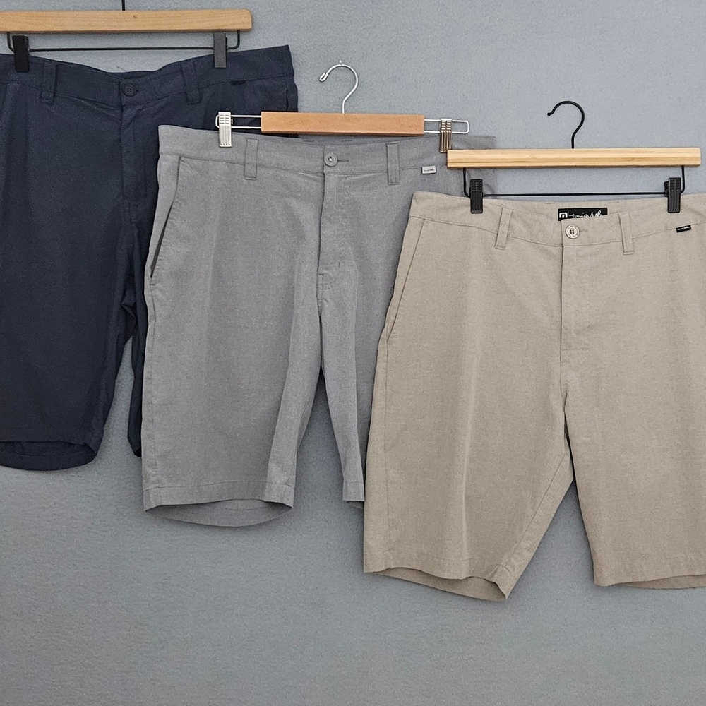 Travis Mathew Men's Shorts - Dark Blue, Light Gray, Beige 36